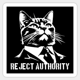 Reject Authority Cat (White pattern and text) Sticker